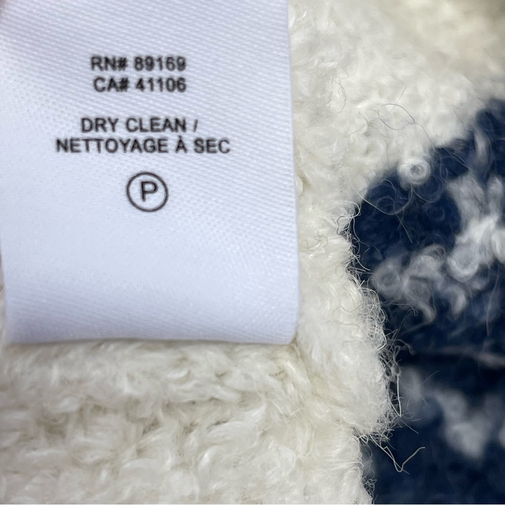 Derek Lam 10 Crosby Bette Fair Isle Cardigan in White & Navy - Size L - NWT - Picture 6 of 6